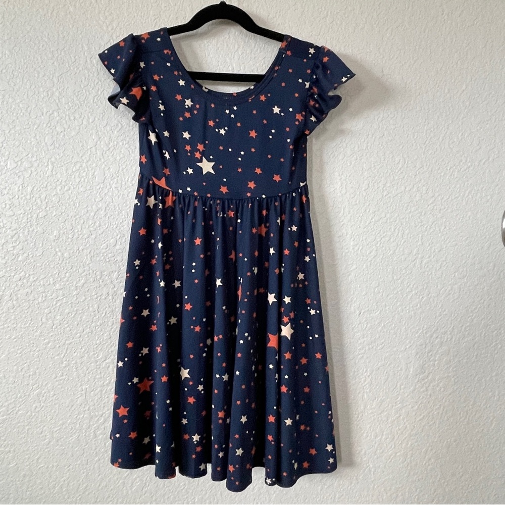 Dot Dot Smile Girls 5/6 Star Print red/white/blue twirl Dress flutter sleeve